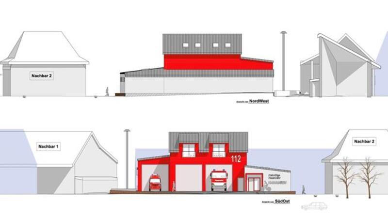 Hahäuser Feuerwehr sammelt Spenden für zusätzliche Ausstattung Das Bild zeigt, wie das neue Hahäuser Feuerwehrhaus aussehen soll.