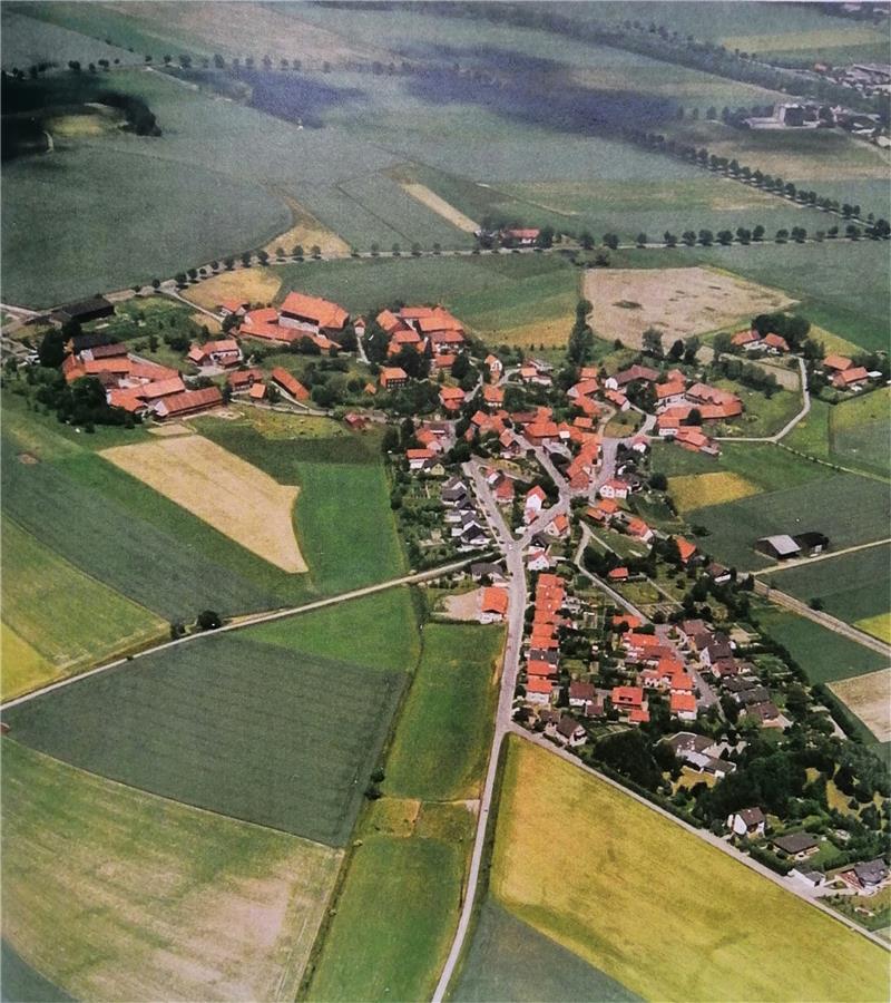 Das Dorf Ostharingen aus der Vogelperspektive gesehen.