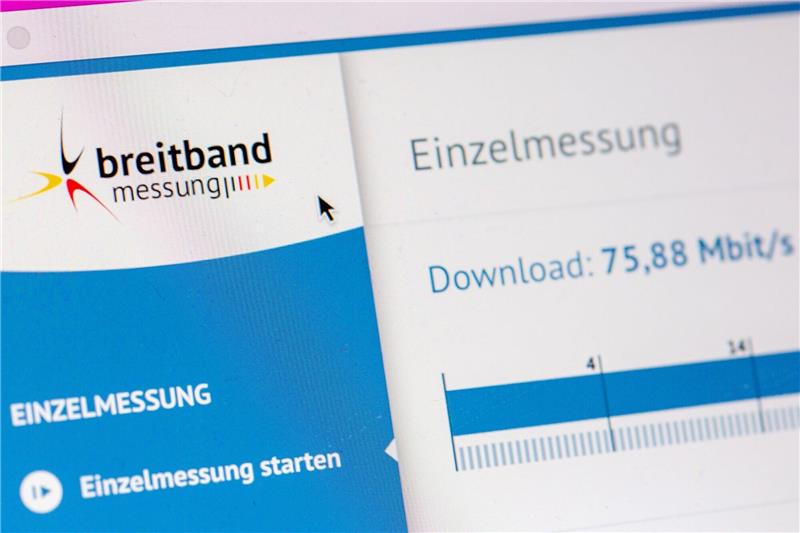 Das Ergebnis einer Downloadmessung ist auf der Desktop-App «Breitbandmessung.de» der Bundesnetzagentur zu sehen.