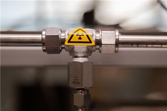 Das Flügelrad für Radioaktivität ist im Radon-Labor auf einer Ringleitung für hochkonzentriertes Radon zu sehen.