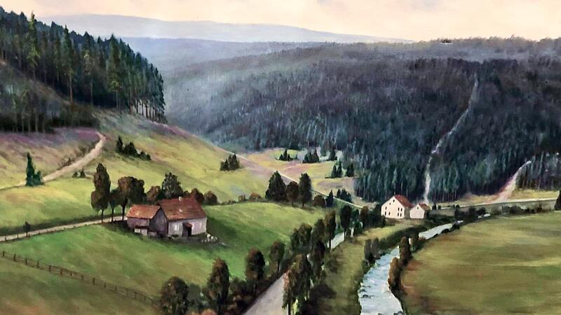Geheimplan: Ausstellung zum 70. Umsiedlungstag in Schulenberg Das Gemälde zeigt das Okertal im Bereich der Kalbe (Künstler unbekannt).