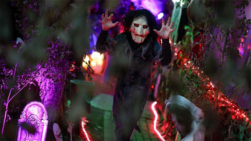 Das „Halloween-Haus“ im nordrhein-westfälischen Mettmann sorgt für Gänsehaut.