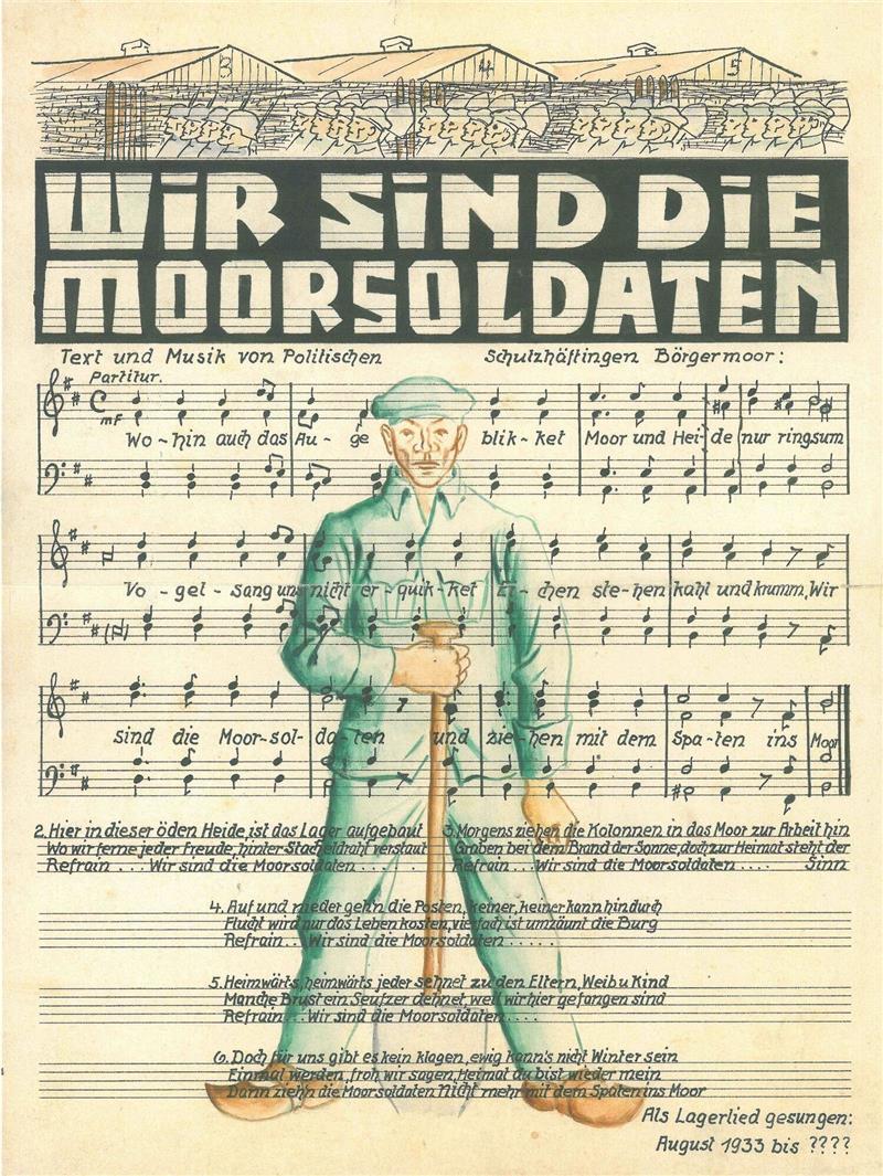 Gedenkstätte erinnert an Aufführung von „Moorsoldaten”-Lied Das Liedblatt zu dem Titel «Wir sind die Moorsoldaten» von 1933.