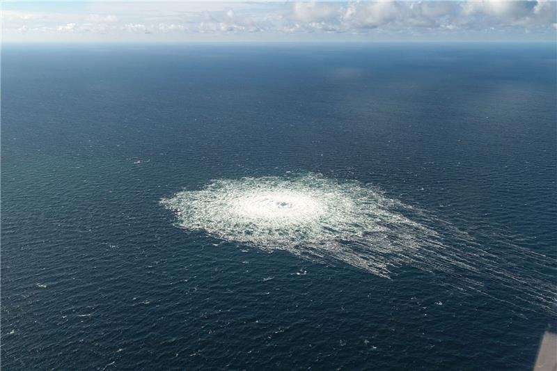 Das Nord Stream 2-Gasleck in der Nähe von Bornholm Ende September 2022.