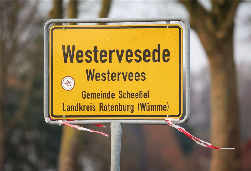 Das Ortsschild von Westervesede in der Gemeinde Scheeßel.