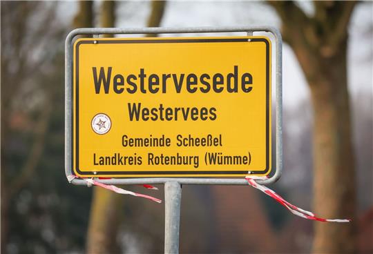 Das Ortsschild von Westervesede in der Gemeinde Scheeßel.