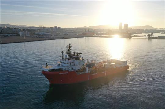 Das Seenotrettungsschiff «Ocean Viking» im Hafen von Marseille.