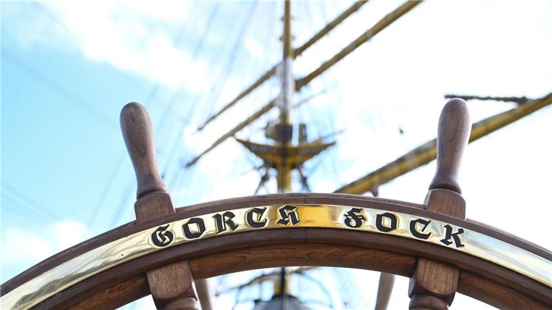 Das Segelschulschiff „Gorch Fock“ in Wilhelmshaven. 