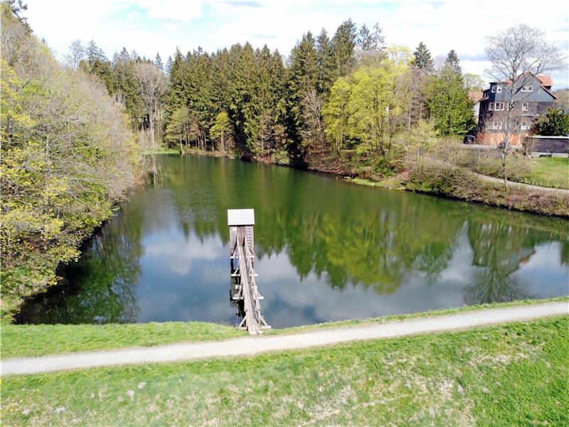 Clausthal-Zellerfeld: Im Carler Teich wird das Wasser abgelassen Das Striegelhäuschen am Carler Teich wird im September saniert. Foto: Neuendorf