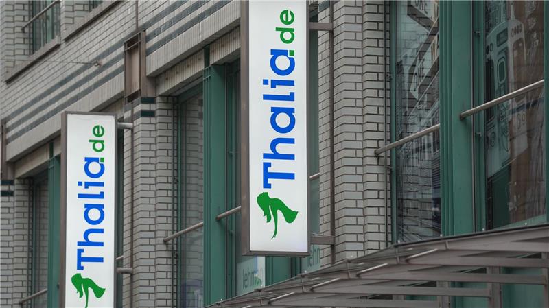 Das Thalia-Logo an einer Filiale der Buchhandelskette.