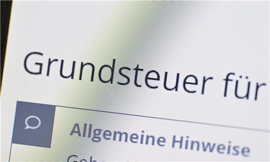 Das Wort Grundsteuer erscheint auf einem Computerbildschirm auf der Seite des Online-Steuerportals Elster. Bis zum 31. Januar muss die Grundsteuererklärung abgegeben werden. Foto: Bernd Weißbrod/dpa