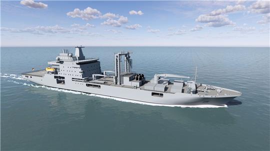 Das computergenerierte Bild zeigt einen Marinebetriebsstoffversorger (MBV) 707.