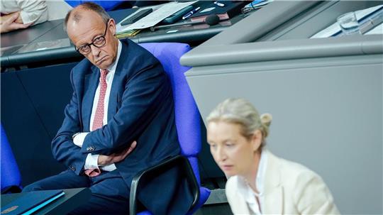 Das erste Rededuell zwischen Merz und Weidel in einer Generaldebatte im Juli wurde zu einem heftigen Schlagabtausch.