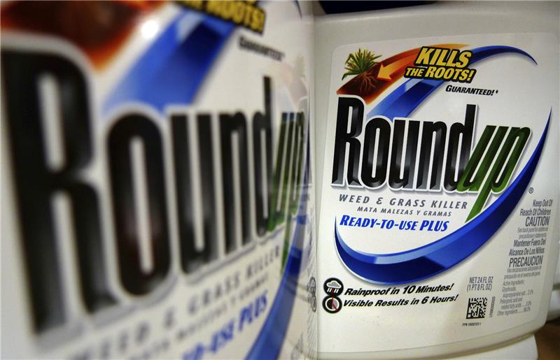 US-Regierung stellt sich bei Glyphosat-Klagen gegen Bayer Das von Monsanto hergestellte Unkrautvernichtungsmittel Roundup mit dem umstrittenen Wirkstoff Glyphosat. Der Bayer-Konzern, zu dem Monsanto mittlerweile gehört, kassierte nun einen schweren Dämpfer. Foto: Jeff Roberson/dpa