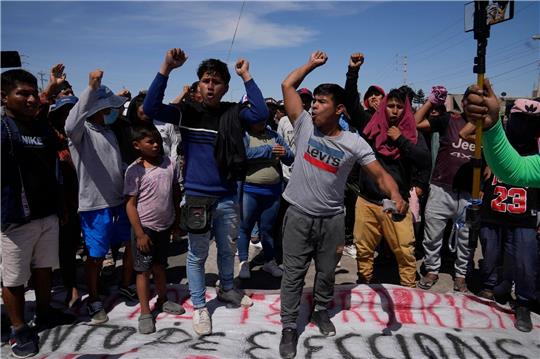 Demonstranten blockieren die Panamericana.