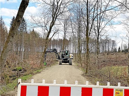 Der Asphalt ist bereits größtenteils verschwunden. Das Straßenbauunternehmen ist derzeit damit beschäftigt, die Randbereiche neu zu gestalten.  Foto: Eggers