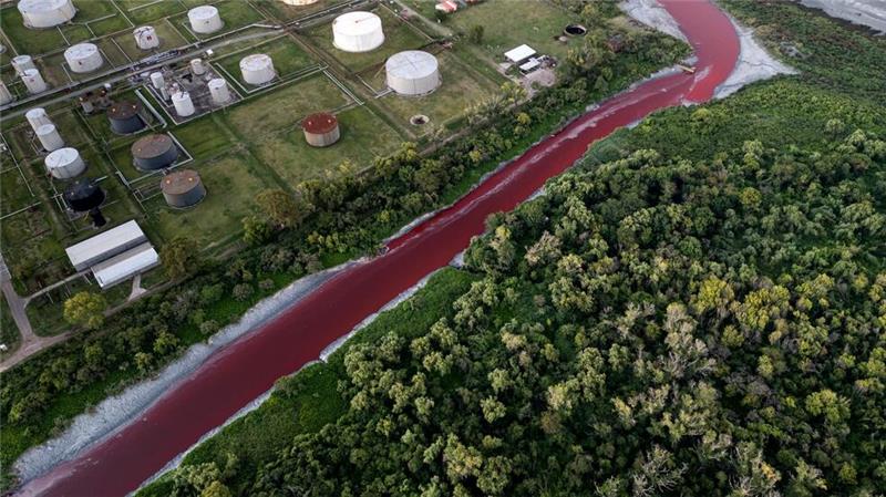 „Fluss aus Blut“: Bach in Argentinien färbt sich rot Der Bach Sarandí liegt am Rande der argentinischen Hauptstadt Buenos Aires.