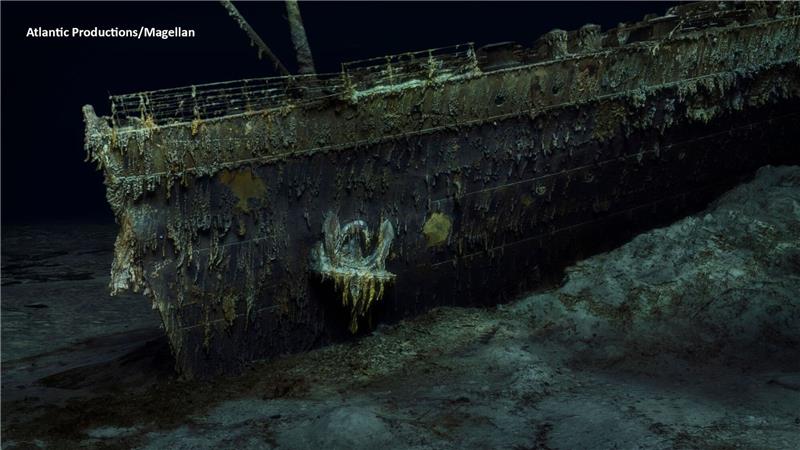 „Titanic”-Wrack: 700.000 Bilder zeigen genaues 3D-Modell Der Bug der Titanic in knapp 4000 Metern Tiefe auf dem Grund des Atlantiks.