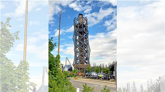 Der Harzturm in Torfhaus soll 65 Meter in die Höhe ragen. Zurzeit entsteht die oberste Etage. Foto: Neuendorf