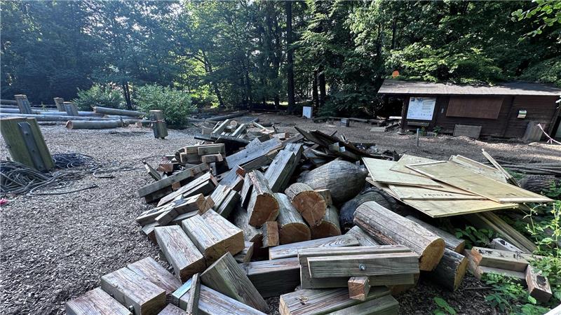 Der Hochseilgarten ist schon abgerissen, dort soll nun die Erweiterung des Baumwipfelpfades entstehen. Die Ratsmehrheit findet das gut.