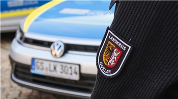 Ein Mitarbeiter des Landkreises Goslar steht vor einem Auto.