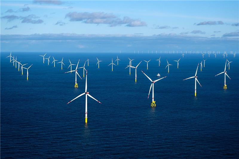 Weniger Windenergie aus der Nordsee wegen überlasteter Netze Der Offshore-Windpark Dolwin Alpha.
