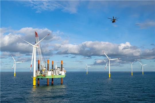 Der Offshore-Windpark Riffgat, rund 15 Kilometer nördlich der Insel Borkum.