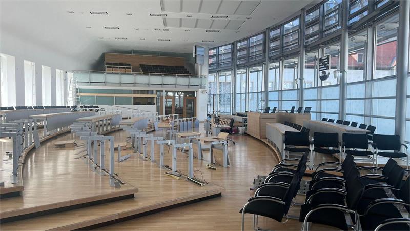 Der Plenarsaal im Magdeburger Landtag wird umgebaut.