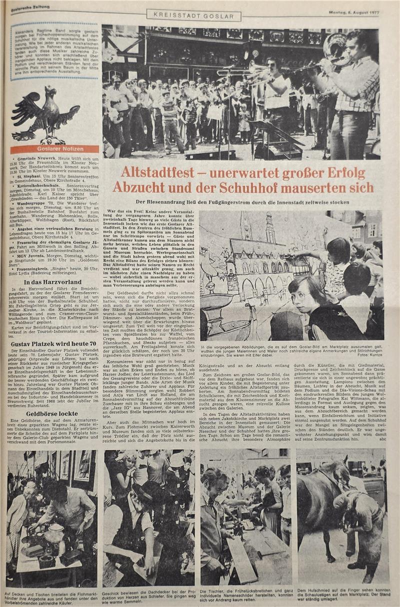 Der Premieren-Artikel des Altstadtfestes 1977.