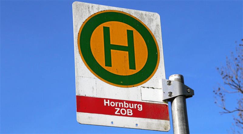 Bushaltestellenschild "Hornburg ZOB"