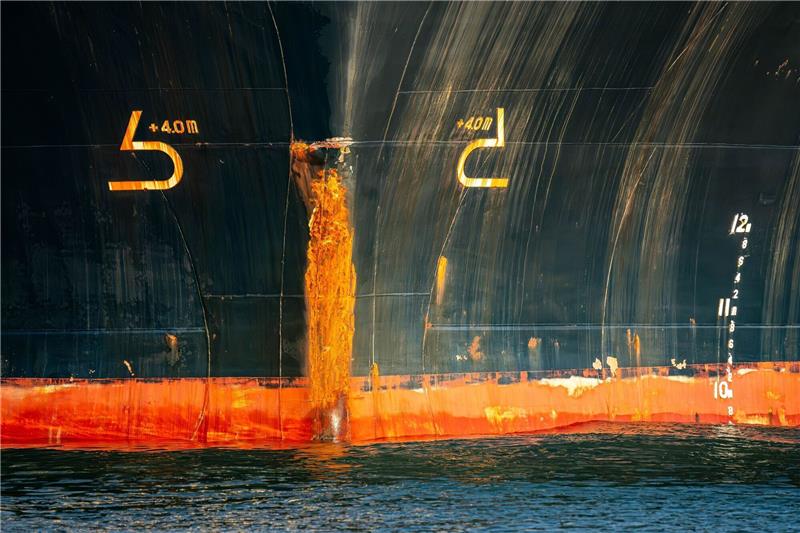 Der Rumpf vom Frachtschiff "Polesie".