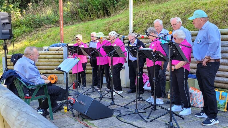 Open-Air-Konzert am Okerteich zieht fünf Gäste an Der Schlager-Chor Flamingos singt sein Programm – auch wenn kaum jemand zuhört.