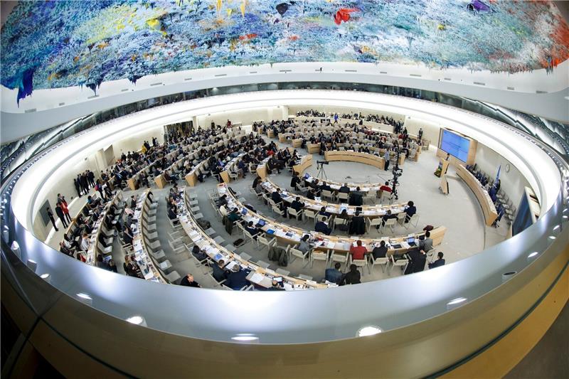 Debatte über Menschenrechtssituation in Xinjiang abgelehnt Der Sitzungssaal des Menschenrechtsrates der Vereinten Nationen. Eine Debatte über den Bericht zu Menschenrechtsverletzungen in der chinesischen Region Xinjiang wurde abgelehnt.
