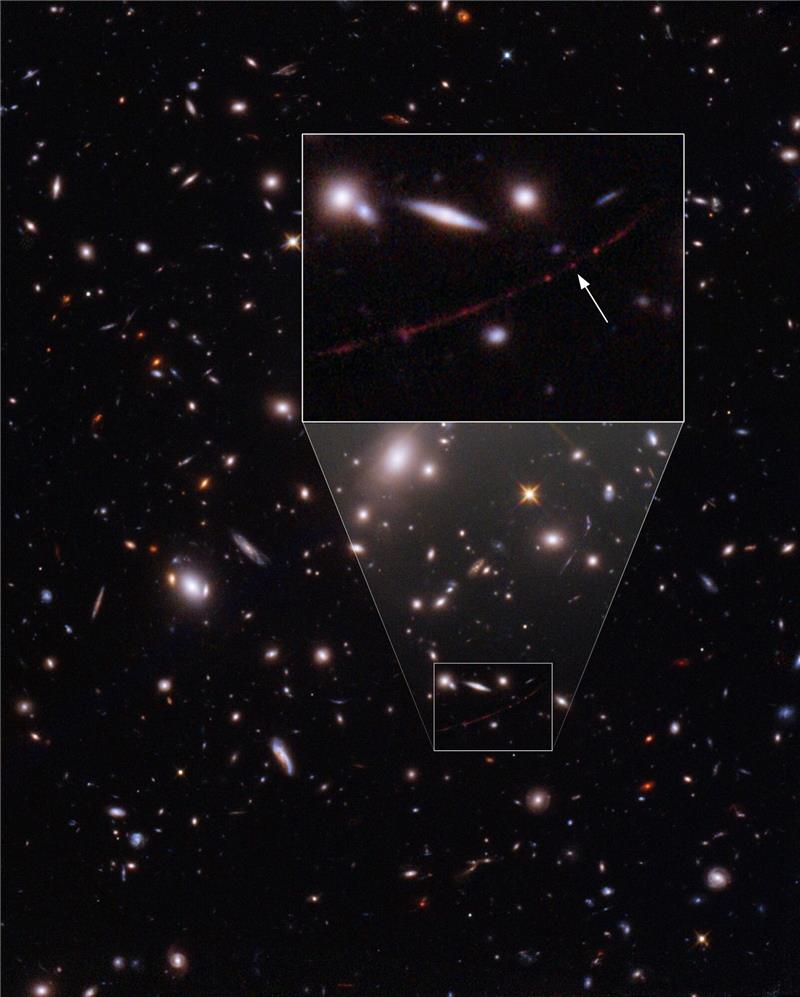 Der Stern mit dem Namen «Earendel» liegt hinter einem Galaxienhaufen, der als Gravitationslinse dient.