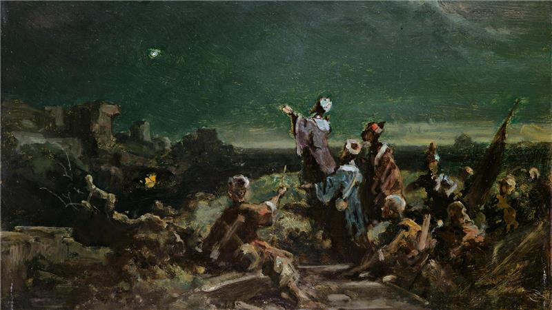 Die Reproduktion zeigt das Gemälde "Der Stern von Bethlehem" von Carl Spitzweg aus dem Jahr 1870/72. 