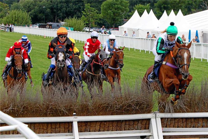 Der Wallach Storm of Swords und seine Reiterin Sonja Daroszewski (rechts) sind im Hürdenrennen des Tages eine Klasse für sich.
