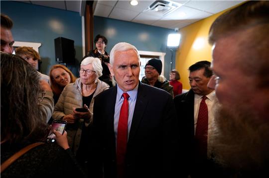Der ehemalige US-Vizepräsident Mike Pence in Cedar Rapids, Iowa.