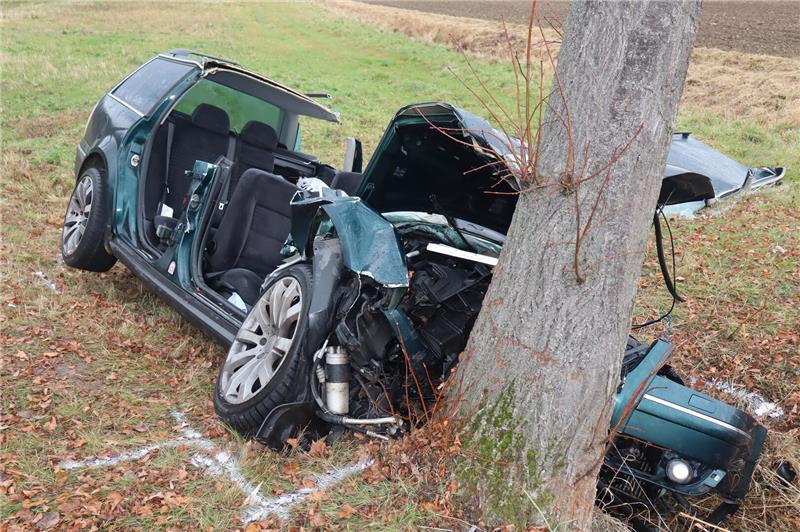 Auto prallt gegen Baum 