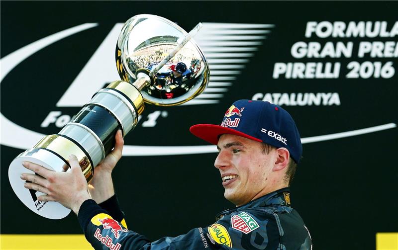 Das muss man zum Großen Preis von Spanien wissen Der niederländische Formel-1-Fahrer Max Verstappen freut sich am 15. Mai 2016 über seinen ersten Grand-Prix-Sieg in Spanien.