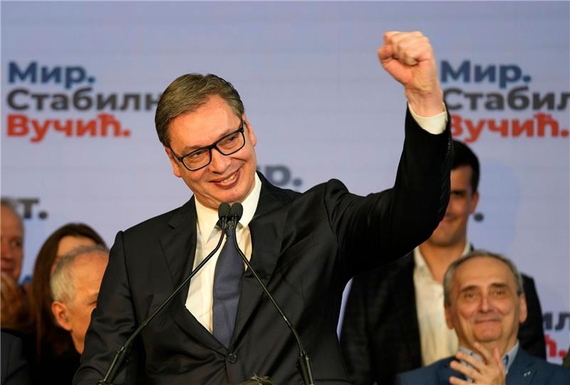 Der serbische Präsident Aleksandar Vucic in Belgrad. Vucic und seine rechtspopulistische Partei scheinen auf einen Sieg bei den serbischen Wahlen zuzusteuern und damit eine jahrzehntelange autoritäre Herrschaft in dem Balkanland zu verlängern.