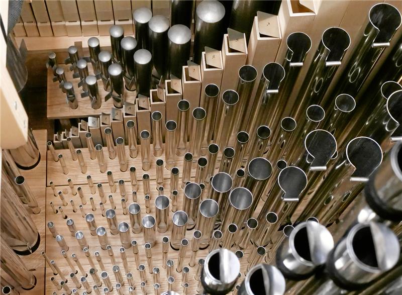 Clausthaler Marktkirche: Pfeifen suchen noch Paten Die Anordnung von Oberwerk sowie Haupt-, Unter- und einem Teil des Pedalwerks der neuen Orgel sollen vorwiegend der Orgel entsprechen, die um 1759 von Johann Georg Eggert für die Marktkirche gebaut wurde. Fotos: Potthast