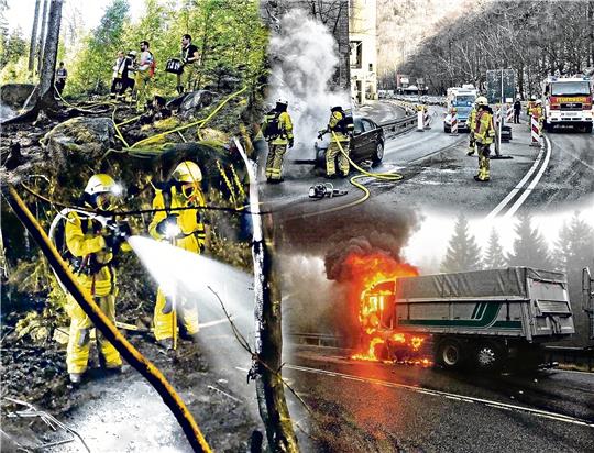 Die Aufgaben der Feuerwehren sind mittlerweile vielfältig, wie auf dieser Collage mit Archivbildern aus dem Jahr 2018 zu sehen ist. Allein im vergangenen Jahr absolvierten die Bad Harzburger Feuerwehren rund 380 Einsätze. Sollen die rund 225 Feuerwehrleute dafür künftig bezahlt werden?  Collage/Fotos: GZ-Archiv/Pixabay