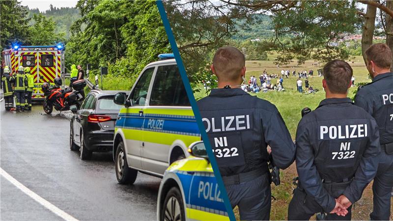Mehr Bollerwagen als Blaulicht: Mann (53) verbringt Vatertag in Gewahrsam Die B 242 musste wegen eines Unfalls gesperrt werden. In Goslar zeigte die Polizei Flagge am Blauen Haufen.