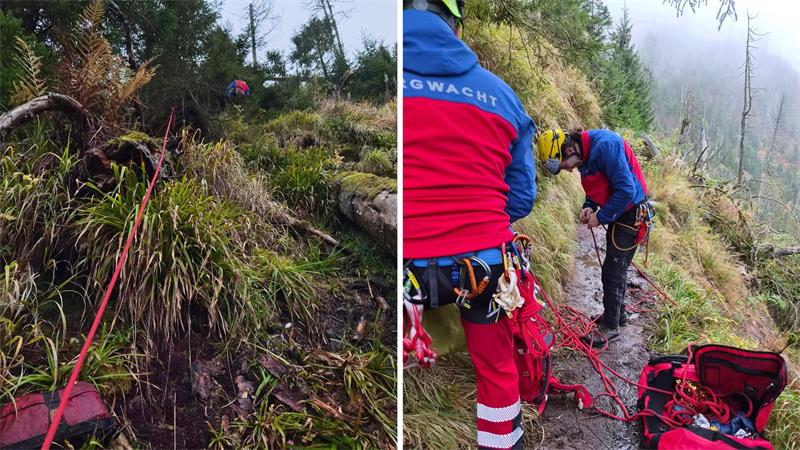 Bergwacht rettet Frau, die zehn Meter in die Tiefe gestürzt ist