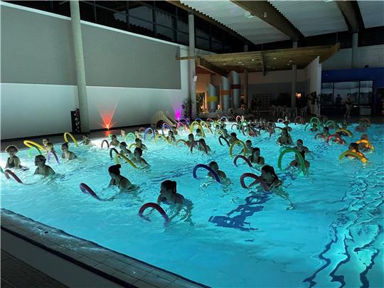 Die Besucherinnen haben viel Spaß beim Aqua-Kurs. Foto: Rennwanz