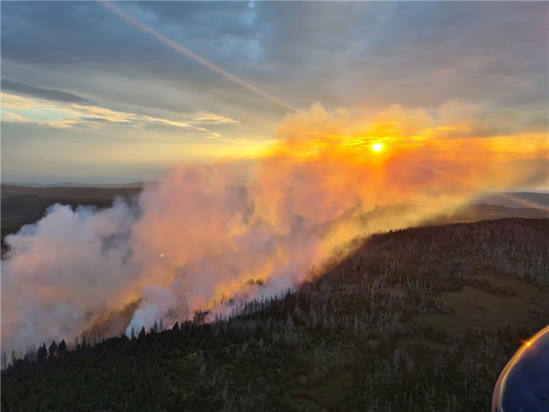 Brocken-Brand: Löschflugzeuge nach Harz-Einsatz zurück in Rom Die Bundespolizei unterstützt die Löscharbeiten mit zwei Hubschraubern. Foto: Bundespolizei