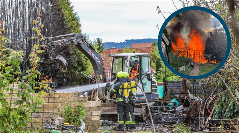 Feuerwehreinsatz in Seesen: Flammen fressen sich durch Gartenlaube Die Feuerwehr sucht nach Glutnestern.
