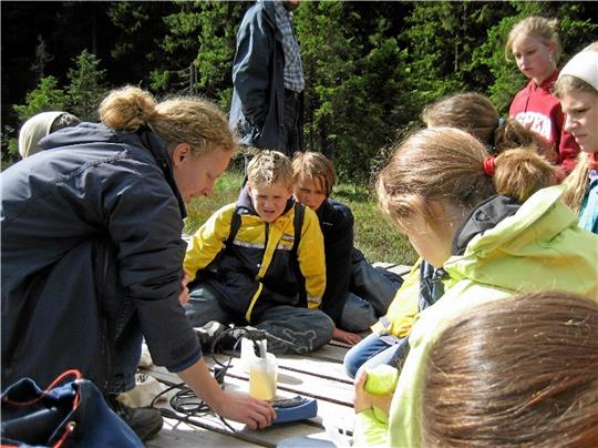 Die Freiwilligen helfen bei den Experimenten und organisieren den Tag.