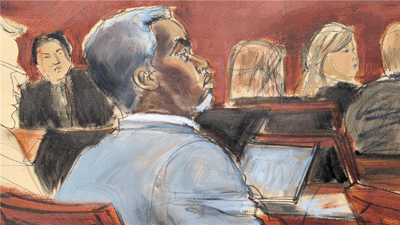 Combs-Prozess: Geschworene bekommen Sex-Videos zu sehen Die Gerichtszeichnung zeigt Sean „Diddy“ Combs, der den Eröffnungsplädoyers am ersten Verhandlungstag vor dem Bundesgericht in Manhattan zuhört. (Archivbild)