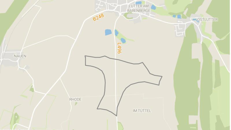 Die Grafik zeigt das Areal, auf dem ein Windpark Lutter entstehen könnte.